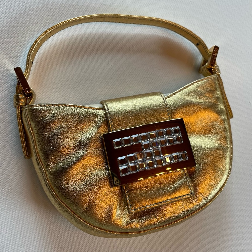 * Rare * FENDI limited edition gold metallic baguette bag